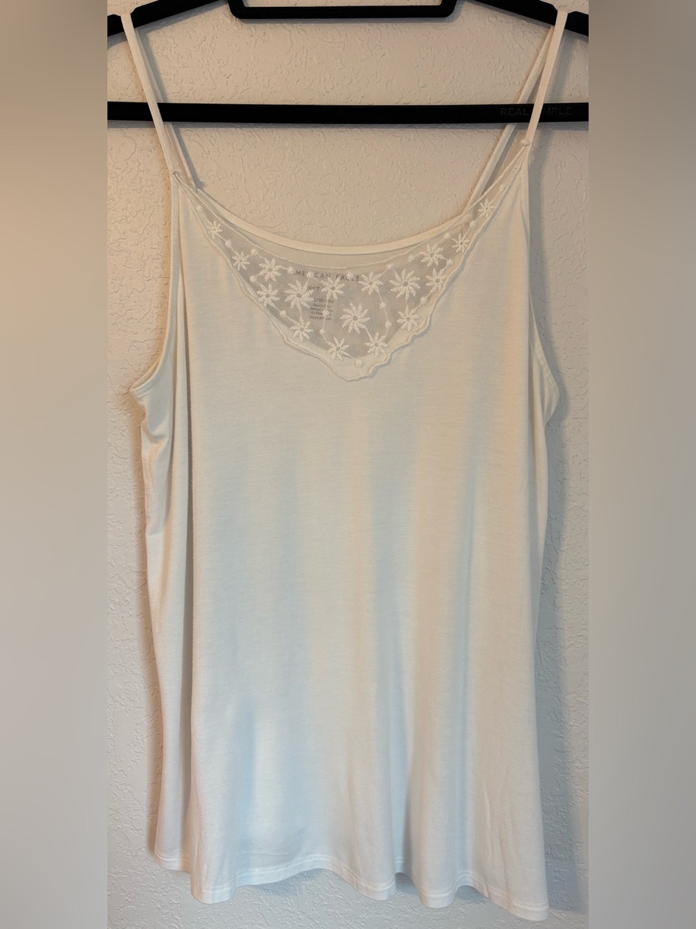 American Eagle Outfitters White Floral Embroidered-Trim Cami